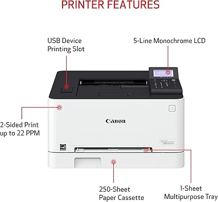 Imprimante CANON Laser Color LBP633Cdw print 21/12.7ppm R-V 1200*1200dpi USB &GBe-Lan &