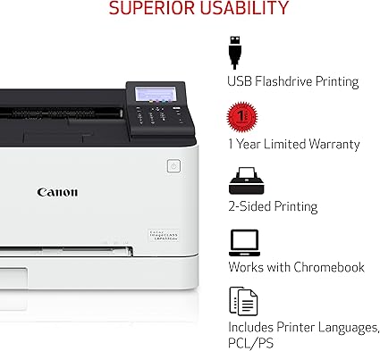 Imprimante CANON Laser Color LBP633Cdw print 21/12.7ppm R-V 1200*1200dpi USB &GBe-Lan &