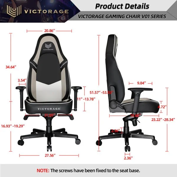 CHAISE GAMING VICTORAGE BLACK/WHITE