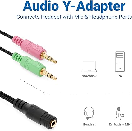 Adaptateur Casque a mobil 3.5MIC 2 Male/1 Female