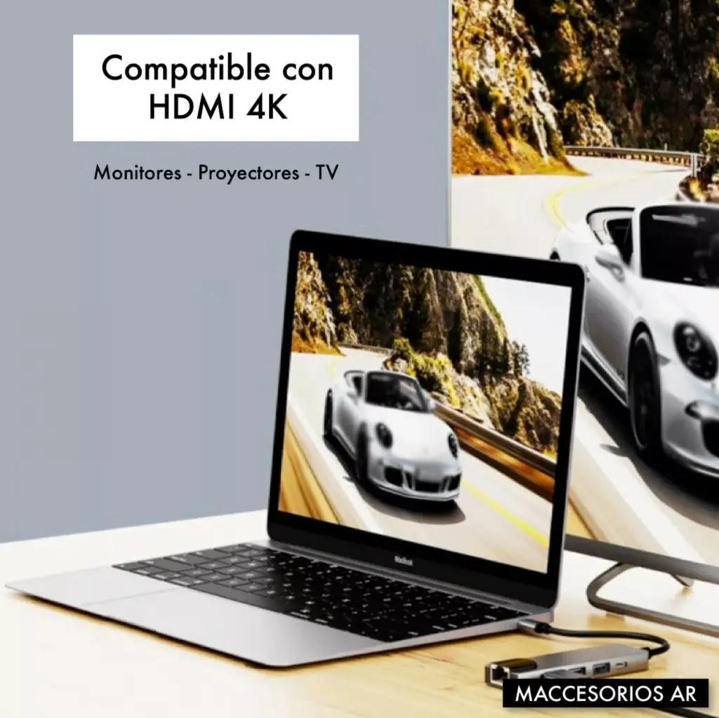 Adaptateur TYPE C MALE TO HDMI 5IN1 (LAN/TYPE C/2*USB3.0/HDMI)