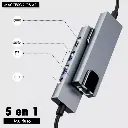Adaptateur TYPE C MALE TO HDMI 5IN1 (LAN/TYPE C/2*USB3.0/HDMI)