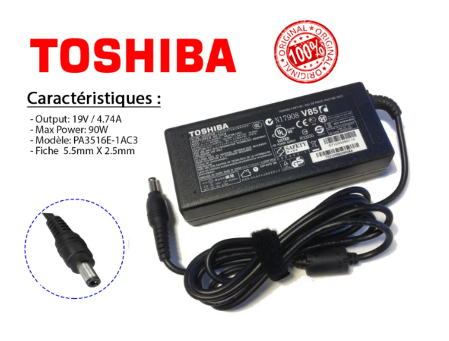 CHARGEUR LAPTOP TOSHIBA 19V-4.7A 5.5*2.5 (Im) (cartonné)