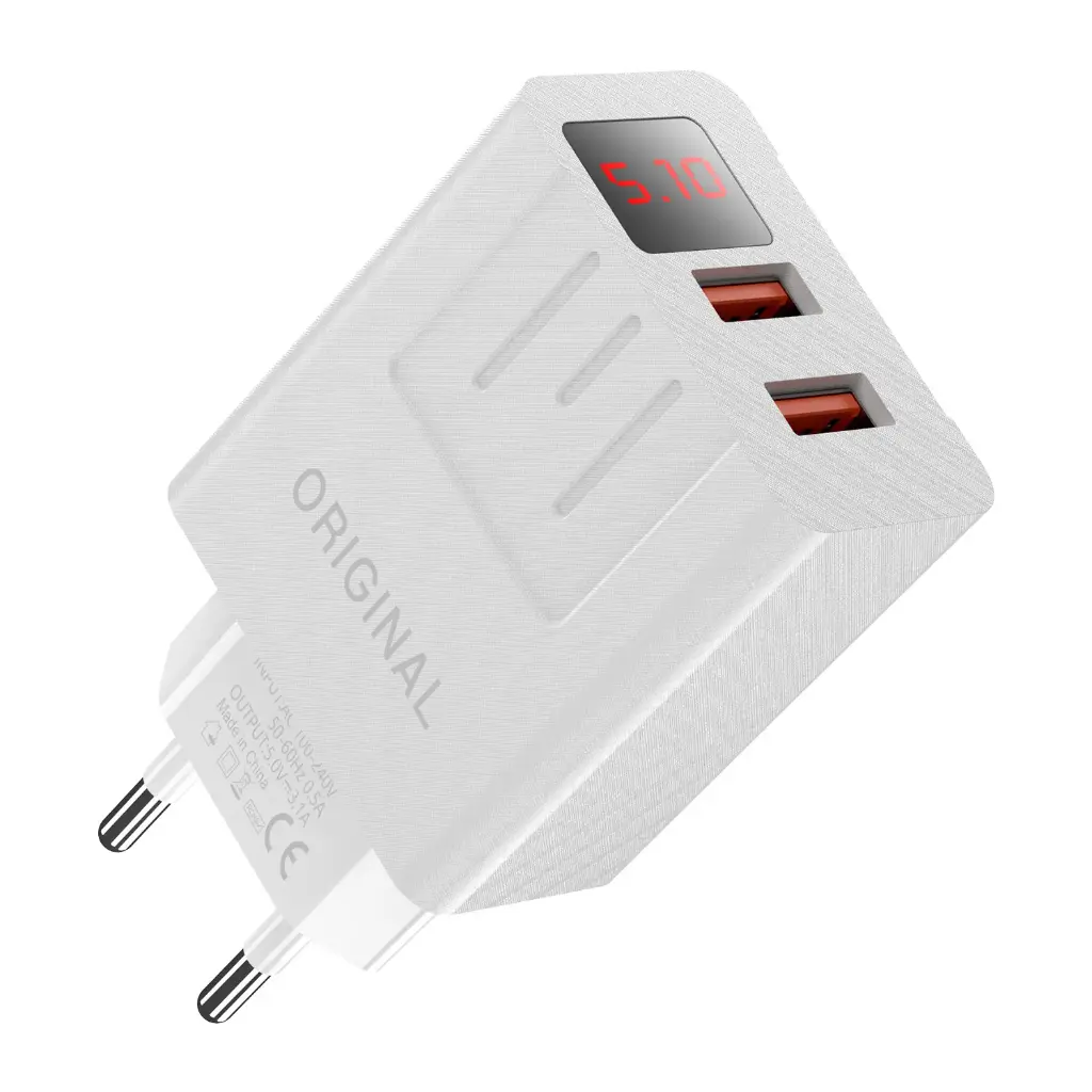 CHARGEUR ORIGINALE 2 USB AVEC AFFICHEUR FAST CHARGE 5V/3.1A