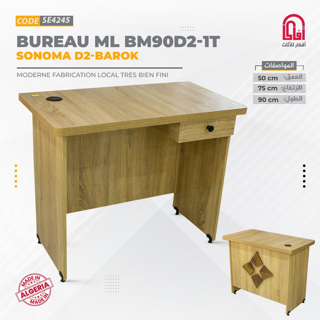 Bureau Melamine PASSINI1T ( L90/H75/P5cm) 