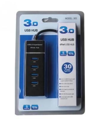 HUB USB 3.0 4 PORTS 30CM + LED 303