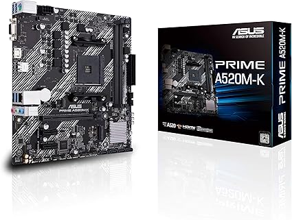 Carte mére Asus Prime AMD A520M-K (Ryzen AM4) au format micro ATX avec support M.2,