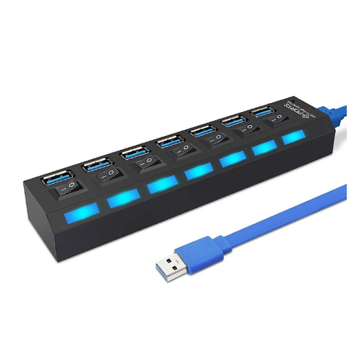 HUB USB Pro tech 3.0 7PORT AVEC TRANSFO SUPORT 1TB