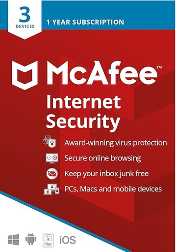 ANTIVIRUS MCAFEE INTERNET SECUTRU 3 POSE PLUS